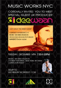 Event Alert: Music Works NYC Hosts UK Producer Deewan on Tuesday, 12/14
