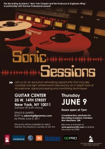 The Recording Academy NY Presents Sonic Sessions: Networking & Audio Event on Thursday, 6/9