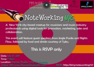 Event Alert: Noteworking at Premier Studios with Rightsflow, Jingle Punks this Wed. 7/27