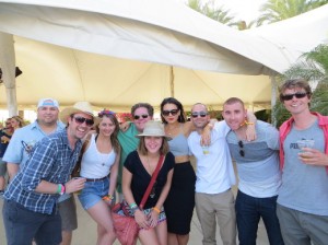 If you see these people at Coachella, grab their card! Natasha Bent (center, in hat) flanked by live booking colleagues at the festival.