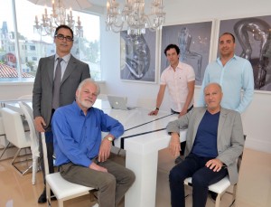 Pictured at the 50,000 sq.ft. building to house the new music studio center are (L-R) renowned producer/engineer Tony Maserati, studio designer Vincent van Haaff, Bedrock.LA co-founder KamranV, Standard Oil’s CEO Marc Bohbot and COO Michael Bitton. Photo by David Goggin
