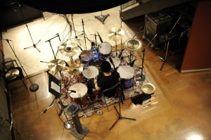 Chris Vrenna (NIN, Tweaker) tracking drums at The Mouse House. Photo by Arun Nevader