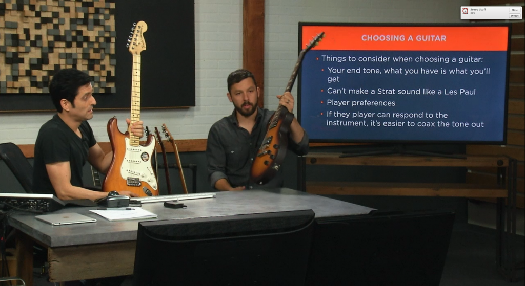 Steve Evetts and Ben Weinman talk guitars in their instructional video "Studio Pass".