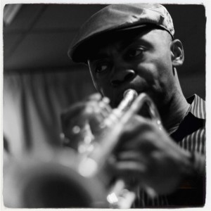 Trumpet player Dwight Adams  invokes Miles Davis at a Detroit recording studio that was almost lost to time. Photo by Reggie Tiessen.