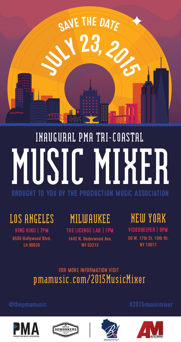 NYC, LA & Milwaukee Event: Inaugural PMA Tri-Coastal Music Mixer on July 23rd