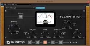 The SoundToys Decapitator in use on a parallel bass track