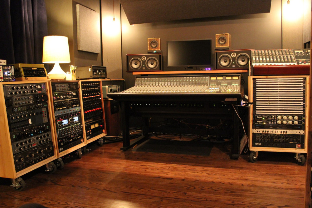 Downstairs: The SSL AWS 900+ accompanies a cork-and-felt clad live room.