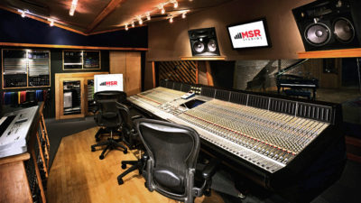 A 72-input SSL J Series is at the center of MSR's Studio A.