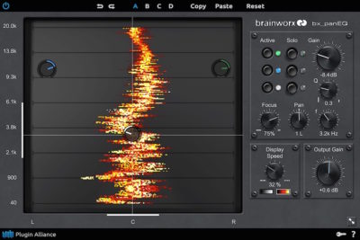 Brainworx' bx_panEQ provides three bands of EQ that allow you to spread, twist, morph, narrow or widen your stereo spectrum.