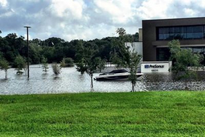 Flood waters rise around PreSonus headquarter ins Baton Rouge, LA.