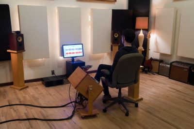 Scott Craggs of Old Colony Mastering Studio at work, Boston MA. Photo by Lindsay Metivier.