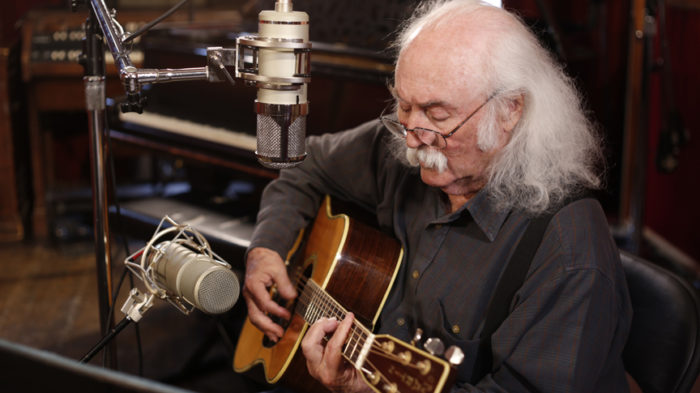 David Crosby plucking some wire into two Lauten Audio Microphones.