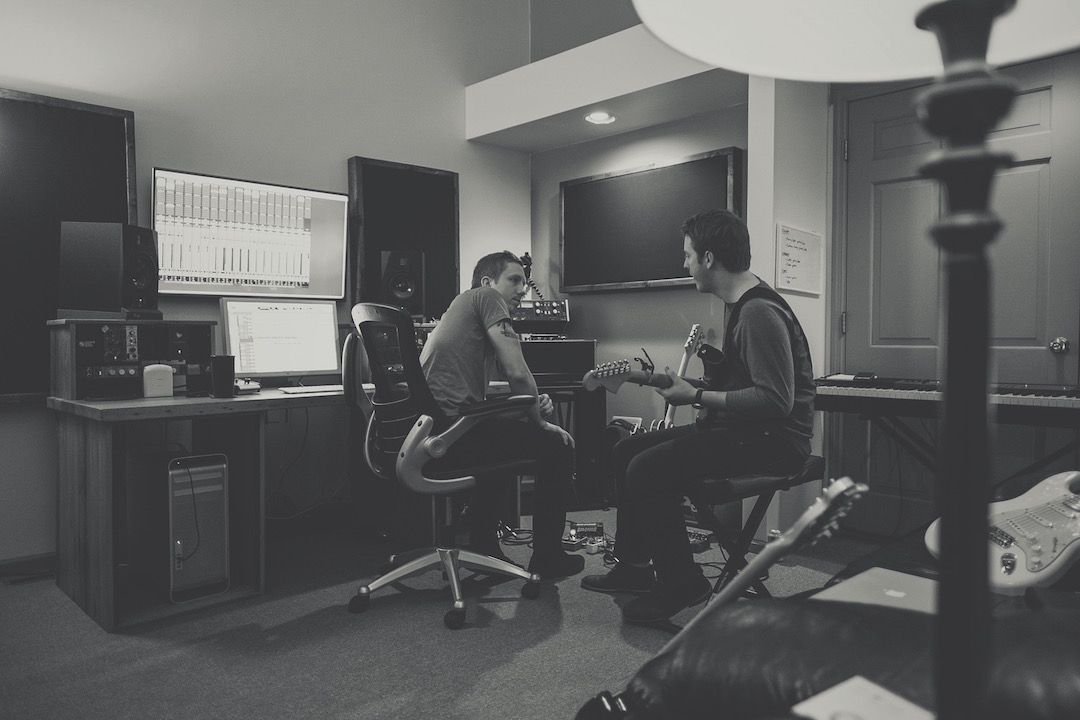 The author, Jeremy Steckel in his own studio Revelator Sound, where he often integrates analog gear into his DAW-based approach.